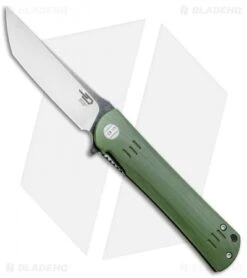 Bestech Knives Kendo Tanto Liner Lock Knife Green G-10 (3.75" Satin, Black)