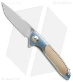 Bestech Knives Sapphire Flipper Knife Blue/Gold Ti (2.375" Gray) BT1705A