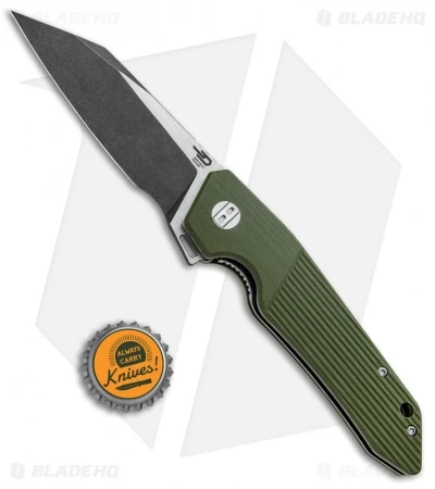 Bestech Knives Barracuda Liner Lock Knife Green G-10 (3.5" Black SW) BG15B-2 - Image 4