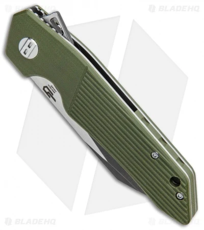 Bestech Knives Barracuda Liner Lock Knife Green G-10 (3.5" Black SW) BG15B-2 - Image 2