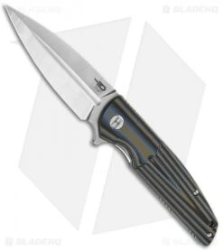 Bestech Knives Fin Liner Lock Knife Blue/Tan G-10 (3.6" Satin 14C28N)