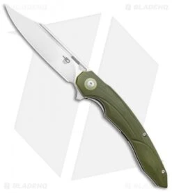 Bestech Knives Fanga Liner Lock Flipper Knife CF/Green G-10 (4" Satin)