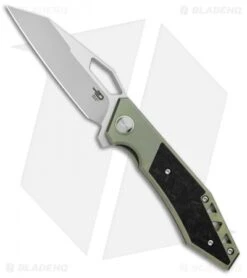 Bestech Knives Fractal Frame Lock Flipper Knife Green Ti (3.46" Satin) BT1907B