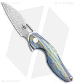 Bestech Knives Isham Reticulan Frame Lock Knife Blue/Gold Ti (2" Dama) BT1810L