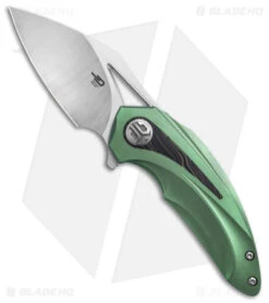 Bestech Knives Nuke Frame Lock Knife Green Ti/Green G-10 Inlay (2.75" Satin)