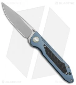 Bestech Knives Shinkansen Frame Lock Front Flipper Blue Ti/CF (3.6" Blasted)
