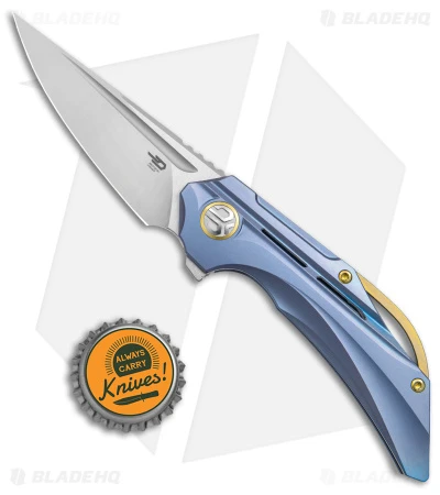 Bestech Knives Vigil Frame Lock Knife Blue Titanium (3.3" Satin) BT2201B - Image 4