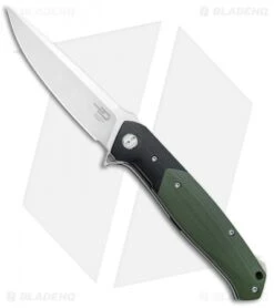 Bestech Knives Swordfish Liner Lock Knife Green/Black G-10 (3.8" Satin)