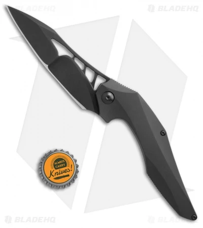 Brous Blades Isham Raven Flipper Frame Lock Knife Black Titanium (3.8" Blackout) - Image 4
