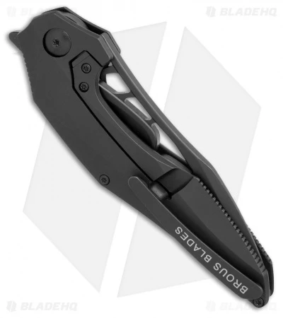 Brous Blades Isham Raven Flipper Frame Lock Knife Black Titanium (3.8" Blackout) - Image 3