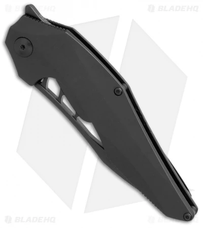 Brous Blades Isham Raven Flipper Frame Lock Knife Black Titanium (3.8" Blackout) - Image 2