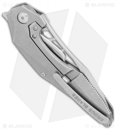 Brous Blades Isham Raven Flipper Frame Lock Knife Titanium (3.8" Stonewash) - Image 3