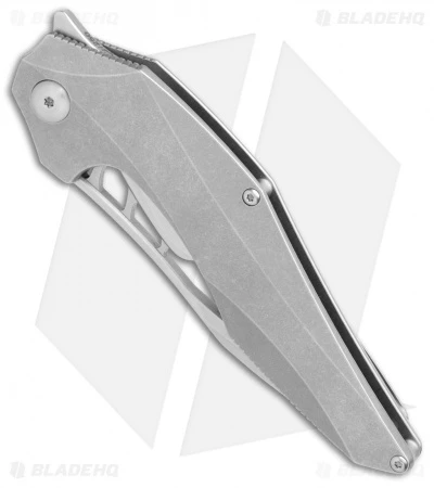 Brous Blades Isham Raven Flipper Frame Lock Knife Titanium (3.8" Stonewash) - Image 2