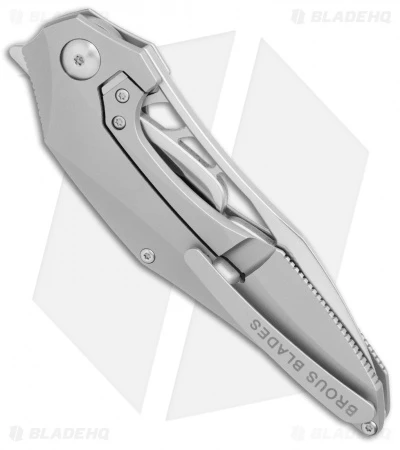 Brous Blades Isham Raven Flipper Frame Lock Knife Titanium (3.8" Satin) - Image 3