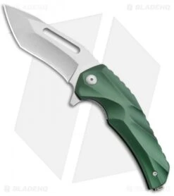 Brous Blades & Mikkel Willumsen Reloader Flipper Knife Green Al (3.6" Stonewash)