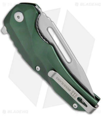 Brous Blades & Mikkel Willumsen Reloader Flipper Knife Green Al (3.6" Stonewash) - Image 3