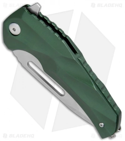 Brous Blades & Mikkel Willumsen Reloader Flipper Knife Green Al (3.6" Stonewash) - Image 2
