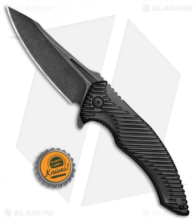 Brous Blades Tanium Design T4 Flipper Knife Black Aluminum (4" Acid SW) - Image 4