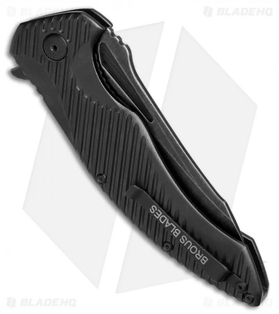Brous Blades Tanium Design T4 Flipper Knife Black Aluminum (4" Acid SW) - Image 3