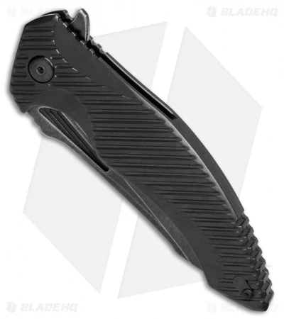 Brous Blades Tanium Design T4 Flipper Knife Black Aluminum (4" Acid SW) - Image 2