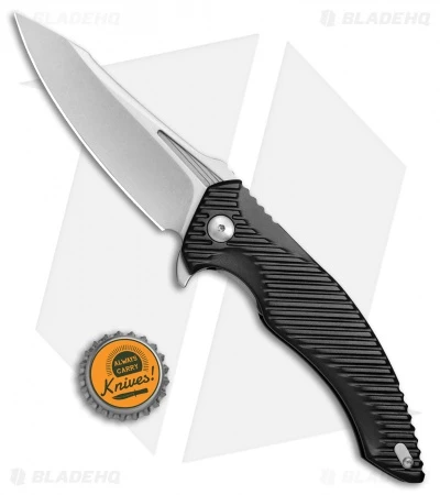 Brous Blades Tanium Design T4 Flipper Knife Black Aluminum (4" Stonewash) - Image 4