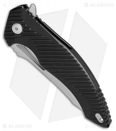 Brous Blades Tanium Design T4 Flipper Knife Black Aluminum (4" Stonewash) - Image 2