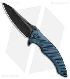 Brous Blades Tanium Design T4 Flipper Knife Blue Aluminum (4" Acid SW)