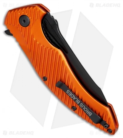 Brous Blades Tanium Design T4 Flipper Knife Orange Aluminum (4" Blackout) - Image 3