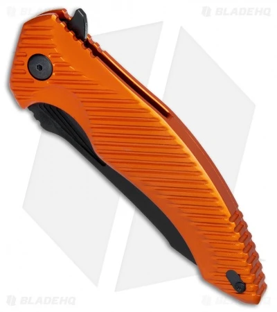 Brous Blades Tanium Design T4 Flipper Knife Orange Aluminum (4" Blackout) - Image 2
