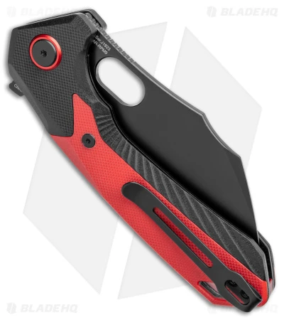 CJRB Caldera Liner Lock Flipper Knife Red/Black G-10 ( 3.5" Black) - Image 3