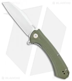 CJRB Cutlery Barranca Liner Lock Knife OD Green G-10 (3.5" Stonewash)