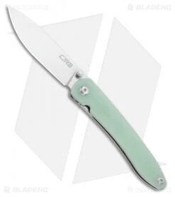 CJRB Cutlery Ria Liner Lock Knife Natural Jade G-10 (2.95" 12C27 Satin)