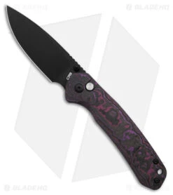 CJRB Pyrite BHQ Exclusive Ti Button Lock Knife Purple Haze Fat Carbon (3.1" PVD)