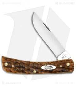 Case Sod Buster Jr. Slip Joint Knife Amber Peach Seed Jig Bone (3.6" - 6137 CV)