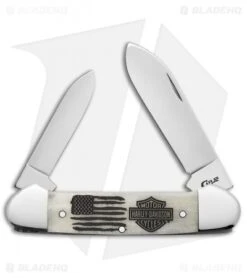 Case Canoe Harley Davidson Pocket Knife Natural Bone (3.6" - 62131 SS)