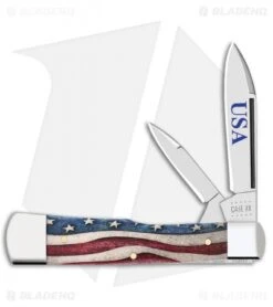 Case Cutlery Large Gunstock Knife 3.0" Star Spangled Bone (62130 SS)