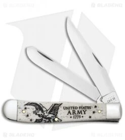 Case Cutlery U.S. Army Trapper Embellished Smooth White Bone (4" - 6254 SS)