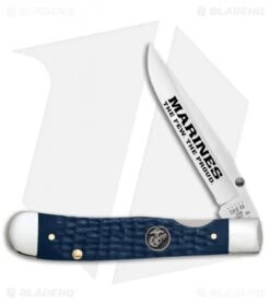 Case Kickstart USMC Trapperlock Assisted Knife Synthetic Blue Jigged Bone (4.1")