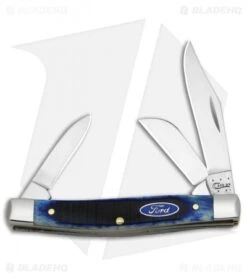 Case Ford Medium Stockman Knife 3.25" Blue Sawcut Jigged Bone (6344 SS) 14305