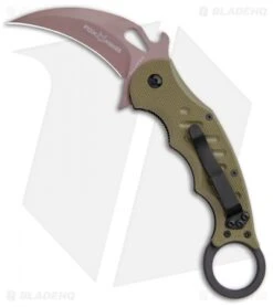 Fox Knives Desert Warrior Karambit Folder Knife OD Green G-10 (2.9" Copper PVD)