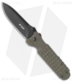Fox Knives Predator Folding Knife OD Green Forprene (3.5" Black) FX446-OD