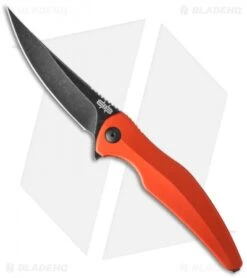 Brous Blades Sniper Flipper Liner Lock Knife Orange Aluminum (3.75" Acid SW)