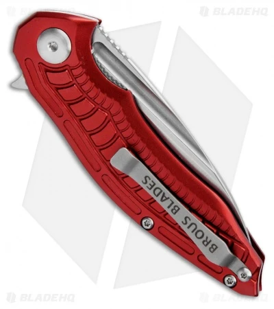 Brous Blades Bionic Flipper Knife Red Aluminum (3" Stonewash Plain) - Image 2
