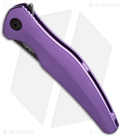 Brous Blades Sniper Flipper Liner Lock Knife Purple Aluminum (3.75" Acid SW) - Image 2