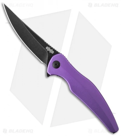 Brous Blades Sniper Flipper Liner Lock Knife Purple Aluminum (3.75" Acid SW)