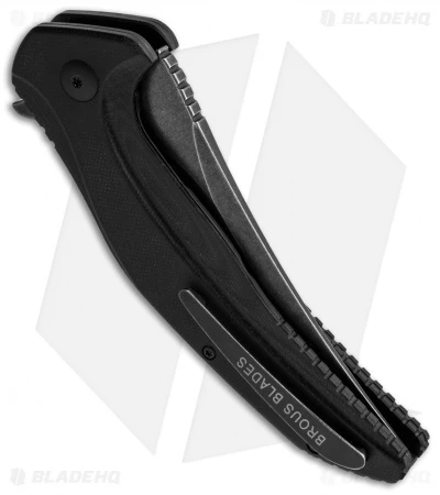 Brous Blades Vendetta Flipper Liner Lock Knife Black G-10 (4" Acid Stonewash) - Image 3